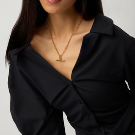 Chunky T-Bar Pendant Chain Necklace