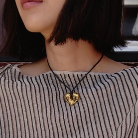 Molten Heart Pendant Cord Necklace
