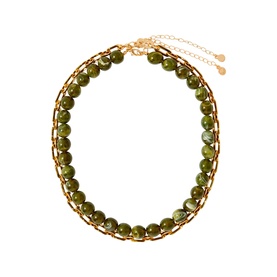 Olive Beaded Double Layer Necklace