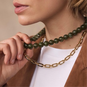 Olive Beaded Double Layer Necklace