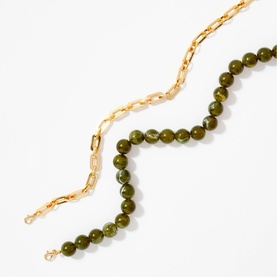 Olive Beaded Double Layer Necklace