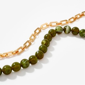 Olive Beaded Double Layer Necklace