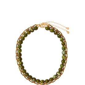 Olive Beaded Double Layer Necklace
