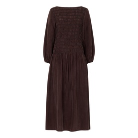 Shirred Check Print Dress