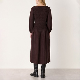 Shirred Check Print Dress