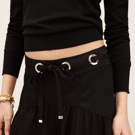 Ponia Eyelet Flared Skirt