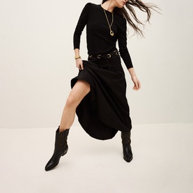 Ponia Eyelet Flared Skirt