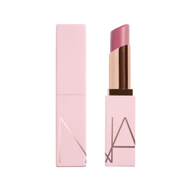 NARS Afterglow Lip Balm in Fast Lane, 3g, pink bullet balm with rose-gold casing, shown open and closed