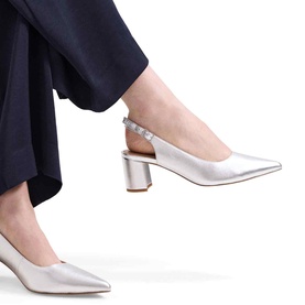 Slingback Leather Block Heels