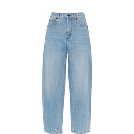 Barrel Leg Tapered Denim Jeans