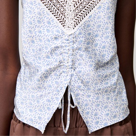 Printed Lace Trim Top