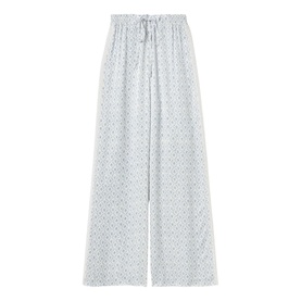 Printed Lace Trim Straight Leg Trousers