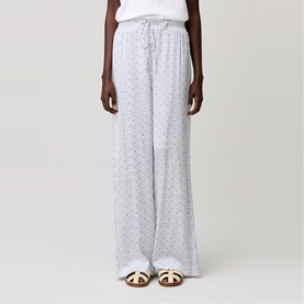Printed Lace Trim Straight Leg Trousers