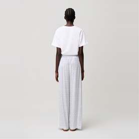 Printed Lace Trim Straight Leg Trousers