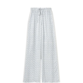 Printed Lace Trim Straight Leg Trousers