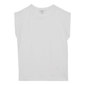 Reiss white sleeveless crew-neck T-shirt, relaxed fit with dropped shoulders, lightweight fabric