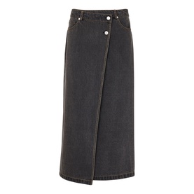 Denim Button Wrap Skirt