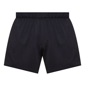 Lululemon black men's performance shorts with elasticated waistband, flat back panel, lightweight fabric
