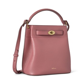 Mulberry Islington Bucket Bag in Pink Scrumpy, soft leather with gold-tone Postman's Lock, top handle and adjustable crossbody strap