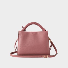Mulberry Iris Small Top Handle Bag in Pink Scrumpy leather, braided top handle, soft gold-tone hardware, detachable crossbody strap