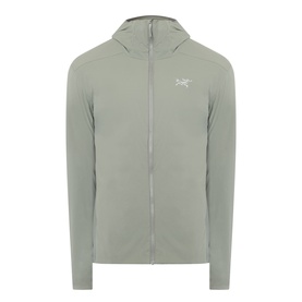 Arcteryx Atom SL Hoodie Jacket in Forage, full-zip lightweight hooded jacket with embroidered logo and zip pockets