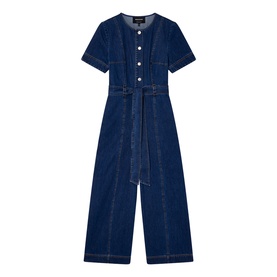 Button Down Denim Jumpsuit