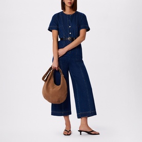 Button Down Denim Jumpsuit