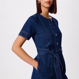 Button Down Denim Jumpsuit