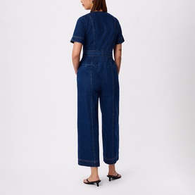 Button Down Denim Jumpsuit