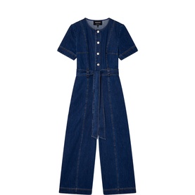 Button Down Denim Jumpsuit