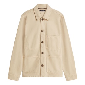 Flag Embroidery Washed Denim Chore Jacket