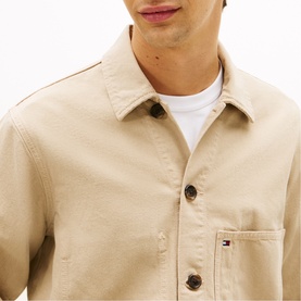 Flag Embroidery Washed Denim Chore Jacket