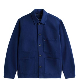 Flag Embroidery Washed Denim Chore Jacket