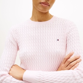 Flag Logo Cable Knit Sweater