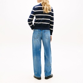Embroidered Logo Striped Cardigan