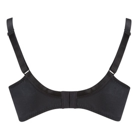 Chantelle Full Cup Bra in black, back view showing adjustable straps and hook-and-eye fastening with smooth fabric finish.