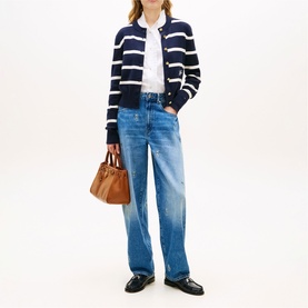 Logo Embroidery Tapered Barrel Leg Jeans