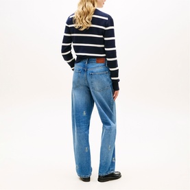 Logo Embroidery Tapered Barrel Leg Jeans