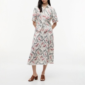 Tiger Print A-Line Linen Skirt