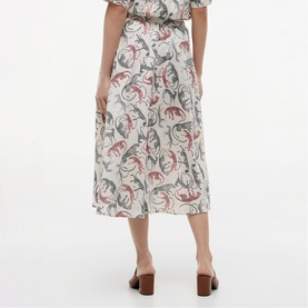 Tiger Print A-Line Linen Skirt