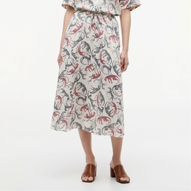 Tiger Print A-Line Linen Skirt
