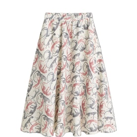 Tiger Print A-Line Linen Skirt