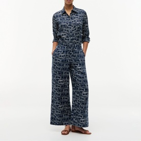 Flag Wide Leg Linen Trousers