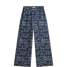 Flag Wide Leg Linen Trousers