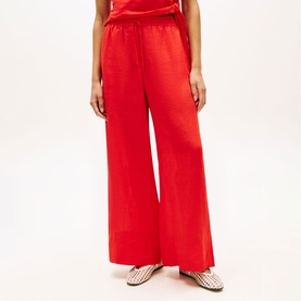 Flag Logo Linen Wide Leg Trousers