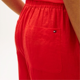 Flag Logo Linen Wide Leg Trousers