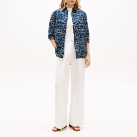 Flag Logo Printed Linen Shirt