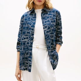 Flag Logo Printed Linen Shirt