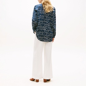 Flag Logo Printed Linen Shirt