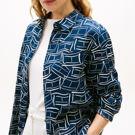 Flag Logo Printed Linen Shirt